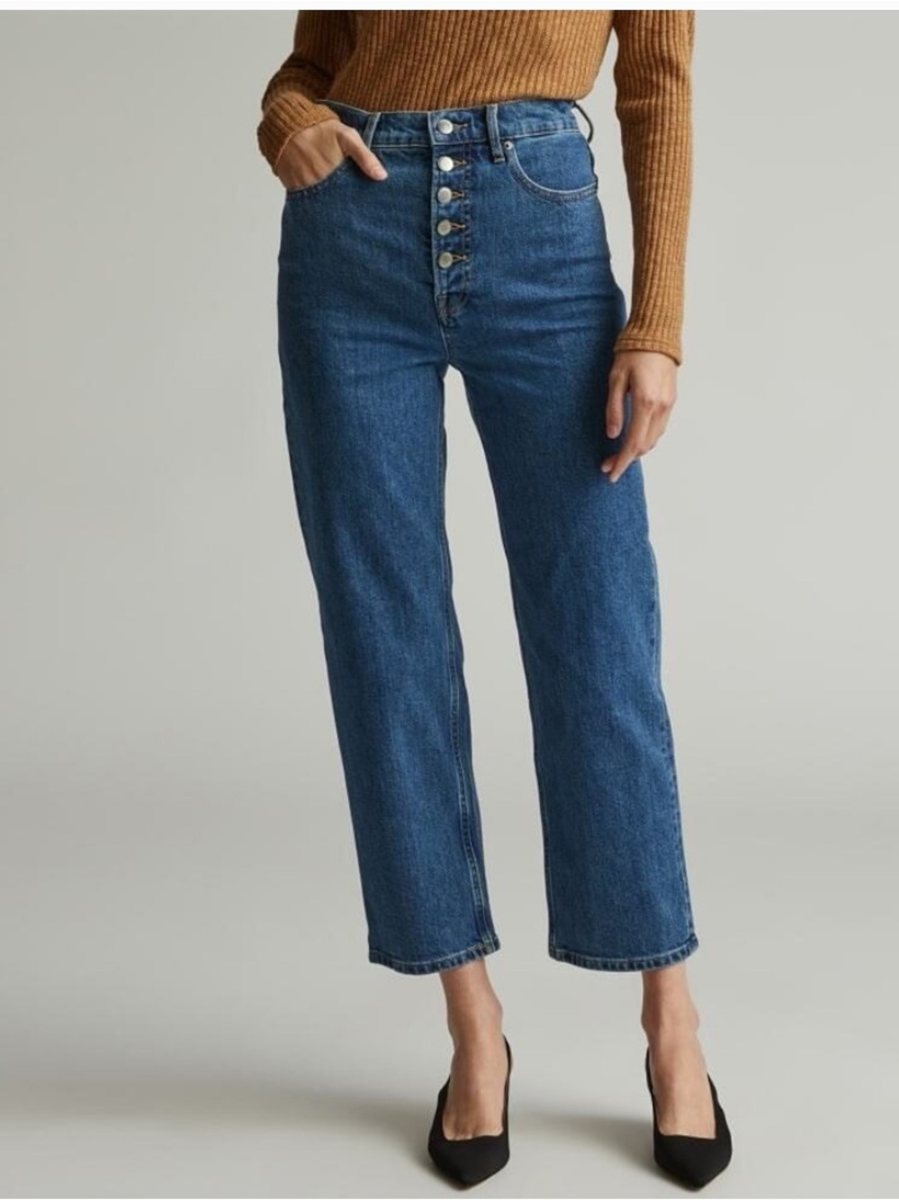 Everlane The Way High Organic Cotton Jeans, Size 35